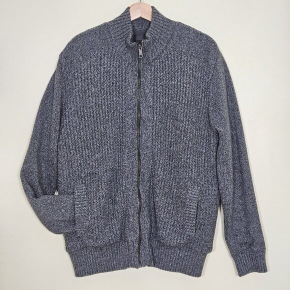 Emanuel Ungaro Sweater Mens M Gray Full Zip Sherpa Lined Mock Neck LS Pockets - Picture 15 of 16
